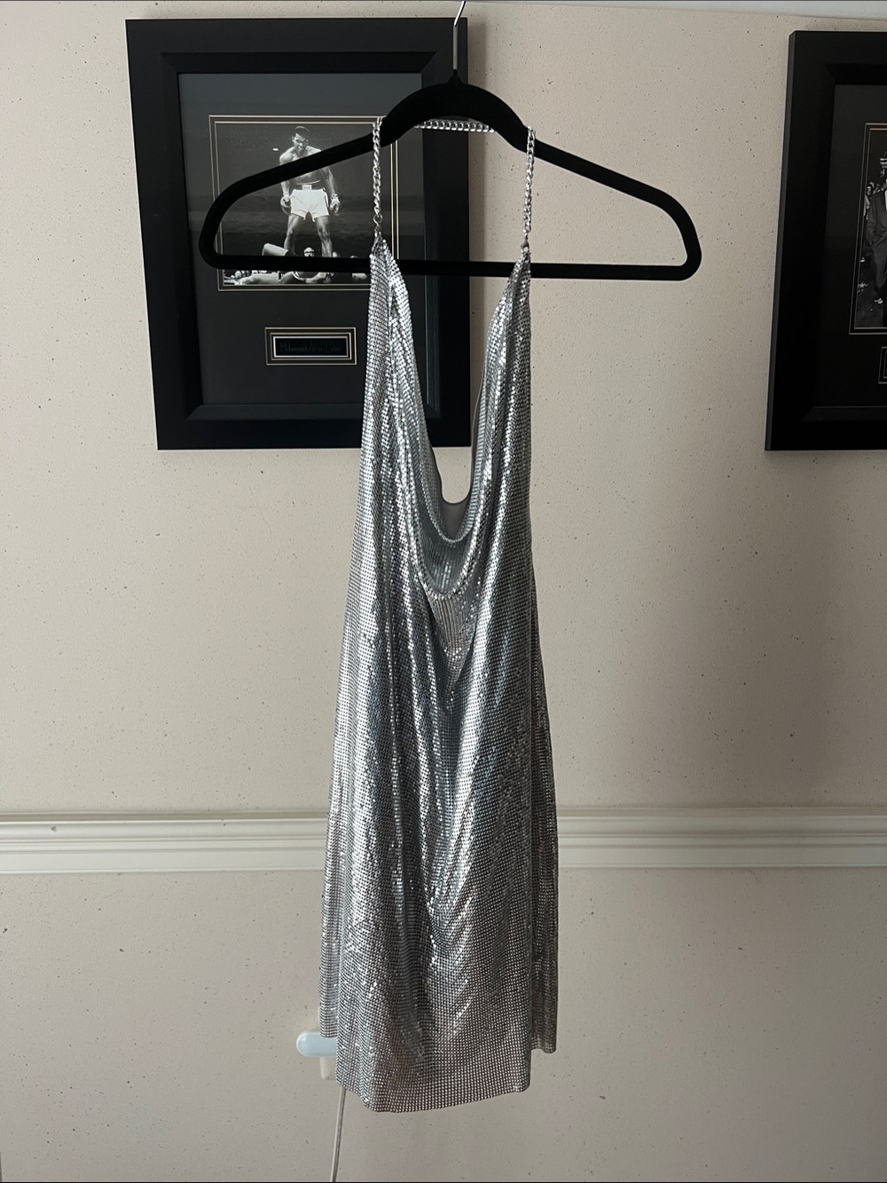 Topshop Silver Sequin Mini Dress